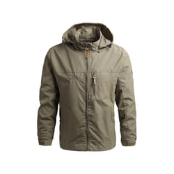 Men Windbreaker Winter Waterproof Camping Jacket Hooded Zip-Up Military Jackets Coat Man Softshell Field Jacket Work Outwear - Khaki, S