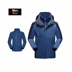 ) Men's 3 In 1 Thick Hiking Jacket Fleece Waterproof Winter Windbreaker Outdoor Warm Camping Jacket Men Windproof Coat - Men- ...