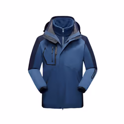 ) Men's 3 In 1 Thick Hiking Jacket Fleece Waterproof Winter Windbreaker Outdoor Warm Camping Jacket Men Windproof Coat - Men-Blue, L(45-57.5kg