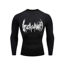 Fitness Men's Compression Long Sleeve Shirt Quick Drying Sun Protection Second Layer Skin Sports Base Layer Bodybuilding T-Shirt - black, XXXL