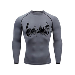 Fitness Men's Compression Long Sleeve Shirt Quick Drying Sun Protection Second Layer Skin Sports Base Layer Bodybuilding T-Shirt - grey, L