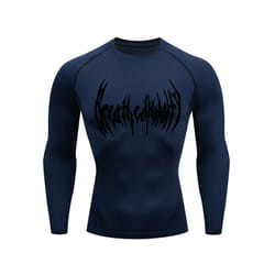 Fitness Men's Compression Long Sleeve Shirt Quick Drying Sun Protection Second Layer Skin Sports Base Layer Bodybuilding T-Shirt - navy blue, 4XL