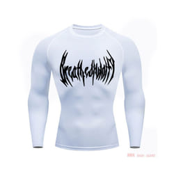 Fitness Men's Compression Long Sleeve Shirt Quick Drying Sun Protection Second Layer Skin Sports Base Layer Bodybuilding T-Shirt - White, M
