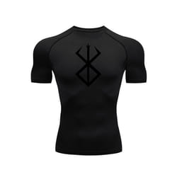 Compression Long Sleeve Shirt Men's Running T-Shirt Sun Protection Second Skin Gym Sweat Sports Top Black Workout Sportswear - black, S