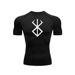 Compression Long Sleeve Shirt Men's Running T-Shirt Sun Protection Second Skin Gym Sweat Sports Top Black Workout Sportswear - black, L