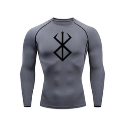 Compression Long Sleeve Shirt Men's Running T-Shirt Sun Protection Second Skin Gym Sweat Sports Top Black Workout Sportswear - grey, XXL