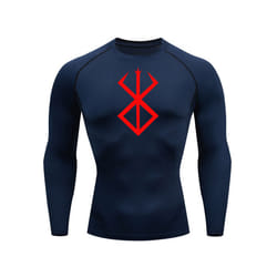 Compression Long Sleeve Shirt Men's Running T-Shirt Sun Protection Second Skin Gym Sweat Sports Top Black Workout Sportswear - navy blue, XL