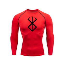 Compression Long Sleeve Shirt Men's Running T-Shirt Sun Protection Second Skin Gym Sweat Sports Top Black Workout Sportswear - red, XXXL
