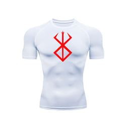 Compression Long Sleeve Shirt Men's Running T-Shirt Sun Protection Second Skin Gym Sweat Sports Top Black Workout Sportswear - White, M