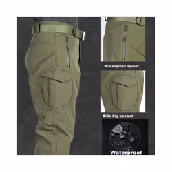 Waterproof Hiking Tracksuit Set for Men Sharkskin Army Jackets Camping Coat Tactical Pants, Warm Fishing Fleece Trousers - Black Jacket, 4XL 105-115kg