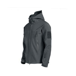 Waterproof Hiking Tracksuit Set for Men Sharkskin Army Jackets Camping Coat Tactical Pants, Warm Fishing Fleece Trousers, - Gray Jacket, 5XL 115-125kg