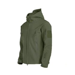 Waterproof Hiking Tracksuit Set for Men Sharkskin Army Jackets Camping Coat Tactical Pants, Warm Fishing Fleece Trousers, - Green Jacket, XXL 85-95kg