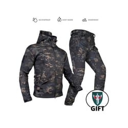 Tactical Jacket Fleece Winter Men Hiking Jackets Windbreaker Waterproof Soft Shell Jacket Motorcycle Camping Fishing Clothings - LY AY Suit, 4XL