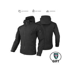 Tactical Jacket Fleece Winter Men Hiking Jackets Windbreaker Waterproof Soft Shell Jacket Motorcycle Camping Fishing Clothings - LY BK Jacket, L
