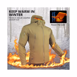 Tactical Jacket Fleece Winter Men Hiking Jackets Windbreaker Waterproof Soft Shell Jacket Motorcycle Camping Fishing Clothings - LY GN Jacket, L