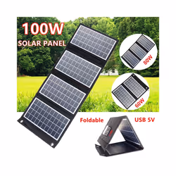 100W/80W/60W Foldable Solar Panel Portable Dual USB 5V Charger for Camping Outdoor Power Station Cell Phone Tablet Power - 60W