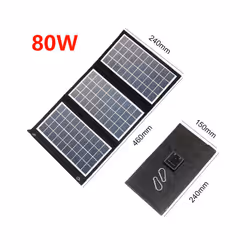 100W/80W/60W Foldable Solar Panel Portable Dual USB 5V Charger for Camping Outdoor Power Station Cell Phone Tablet Power - 80 ...