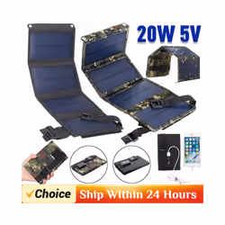 Solar Cell 20W Photovoltaic Panels USB Charger System Battery 5V Portable Flexible Foldable Energy Power Sunpower Camping - B ...