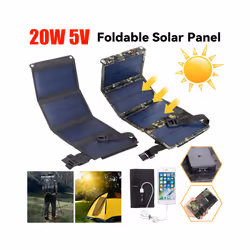 20W Foldable Solar Panel Portable Solar Panels Charger USB 5V USB Solar Panel Battery Cells Phone Charger for Camping Hiking ...