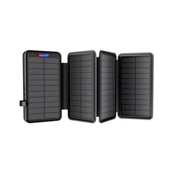 Foldable Solar Power Bank 26800mAh External Battery Fast Charge waterproof Powerbank With Flashlight For Xiaomi iPhone Poverbank - Black