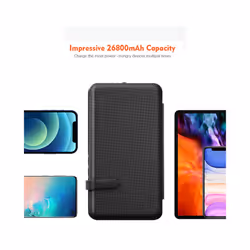 Foldable Solar Power Bank 26800mAh External Battery Fast Charge waterproof Powerbank With Flashlight For Xiaomi iPhone Poverbank - Orange