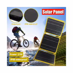 Foldable Solar Panel Ip68 Waterproof Portable Etfe-Monocrystalline Silicon Solar Panel Charger with 5v/9v/12v USB Type C - Black