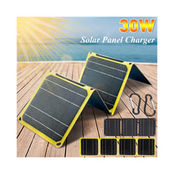 30W Foldable Solar Panel Phone Charger Power Bank Waterproof Portable Battery Charger Outdoor Camping Folding Bag Solar - Black 3 fold