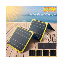 30W Foldable Solar Panel Phone Charger Power Bank Waterproof Portable Battery Charger Outdoor Camping Folding Bag Solar - Yel ...