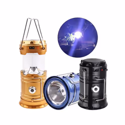 Portable Solar Charger Camping Lantern Lamp LED Outdoor Lighting Folding Camp Tent Lamp USB Rechargeable lantern - EU, black
