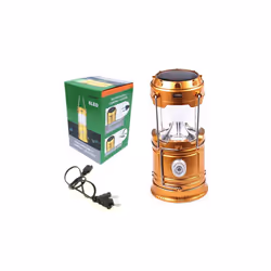 Portable Solar Charger Camping Lantern Lamp LED Outdoor Lighting Folding Camp Tent Lamp USB Rechargeable lantern - EU, gold