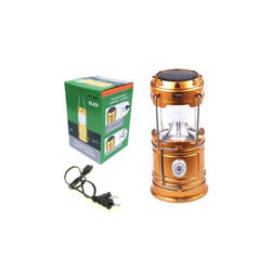 Portable Solar Charger Camping Lantern Lamp LED Outdoor Lighting Folding Camp Tent Lamp USB Rechargeable lantern - EU, gold
