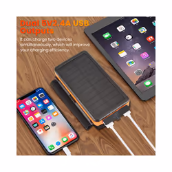 Portable 20000mAh Solar Power Bank Folding Foldable Solar Panel Solar Charger External Battery Solar Powerbank For Mobile - Black 2 Solar Panel