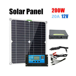200 Watt Solar Panel Kit Portable Dual-USB with LCD Solar Controller 12V Folding Battery Charger with Controller Caravan - Set- controller 20A