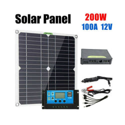 200 Watt Solar Panel Kit Portable Dual-USB with LCD Solar Controller 12V Folding Battery Charger with Controller Caravan - Set- controller 100A