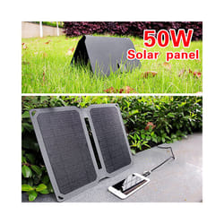 50W ETFE Folding Solar Panel Portable Solar Energy Power Bank High Efficiency Solar Cell Solar Charger for Phone Hiking - 30W 3 fold
