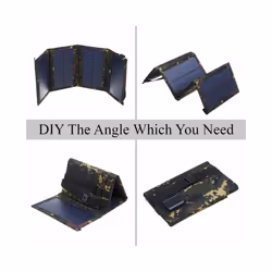 Foldable Solar Panel 5V 20W Power Bank For Cell Phone Outdoor Waterproof Usb Battery Charge For Camping Accessories - Black Design