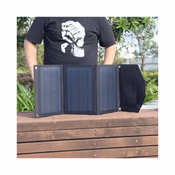 21W Solar Charger Kit Dual USB Foldable Solar Panel 5V 1A 2A 3A Charger For Outdoor Mobile Phone/Power Bank/Battery Charge - Black 21W