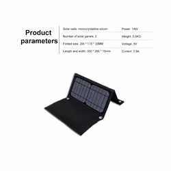 12W 14W 21W 28W 42W 63W 5V 18.5V Foldable Solar Panel USB Portable Battery Charger For Outdoor Camping Waterproof - 14W 5V