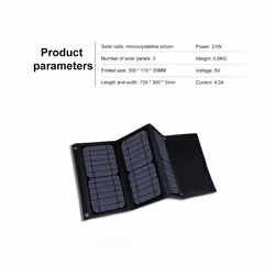 12W 14W 21W 28W 42W 63W 5V 18.5V Foldable Solar Panel USB Portable Battery Charger For Outdoor Camping Waterproof - 21W 5V