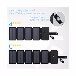 Folding Outdoor Solar Panel Charger Portable 5V 2.1A USB Output Devices Camp Hiking Backpack Travel Power Supply For Smartphones - 4pcs Panel