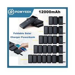 12000mAh Foldable Solar Charger Powerbank Wireless Power Bank Portable External Battery Pack for iphone 11 12 X Xiaomi Poverbank - 5pc Solar panels