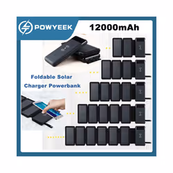 12000mAh Foldable Solar Charger Powerbank Wireless Power Bank Portable External Battery Pack for iphone 11 12 X Xiaomi Poverb ...