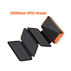 Portable Solar Panel Power Bank 20000mAh 12V 5V Usb Portable Solar Cell Solar Panels With Battery Charger For Phone Power - 20000mah-3PCS-Or