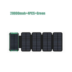 Portable Solar Panel Power Bank 20000mAh 12V 5V Usb Portable Solar Cell Solar Panels With Battery Charger For Phone Power - 20000mah-4PCS-Gr