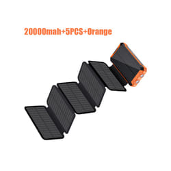 Portable Solar Panel Power Bank 20000mAh 12V 5V Usb Portable Solar Cell Solar Panels With Battery Charger For Phone Power - 20000mah-5PCS-Or