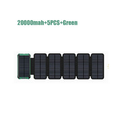 Portable Solar Panel Power Bank 20000mAh 12V 5V Usb Portable Solar Cell Solar Panels With Battery Charger For Phone Power - 20000mah-5PCS-Gr