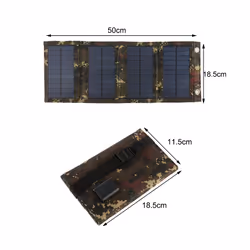 20W Foldable Solar Panel Charger Waterproof Solar Plate 5V USB Safe Charge Cell Solar Phone Charger for Outdoor Camping - black