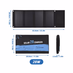 Portable Foldable Solar Panel Charger for Camping Travel IPX5 Waterproof 2 USB/Type-C 21W/28W Efficience Solar Battery Charger - 21W