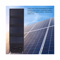 10W Foldable Solar Panel Portable Charger 5V Dual USB Charging for Camping Outdoor Power Station Cell PhoneTablet Power - black