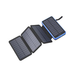 20000mAh Folding Solar Power Bank 2.1A Fast Charging Powerbank for iPhone14 Huawei Xiaomi Portable Solar Charger with Flashlight - 10000mAh, Blue